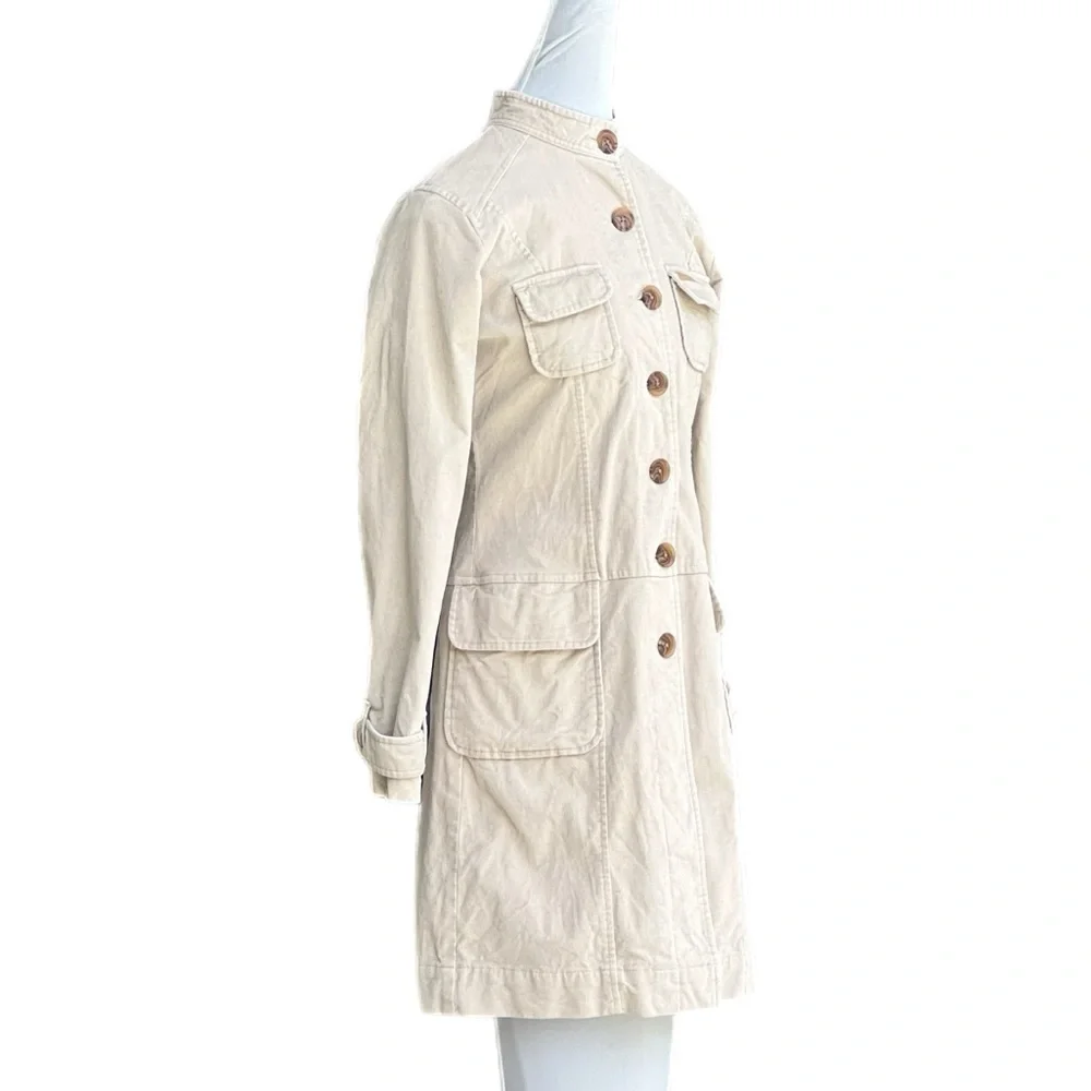 Tommy Jeans Vintage Velvet Trench  Coat Khaki Cream  Med Cute Great Condition - Picture 4 of 14